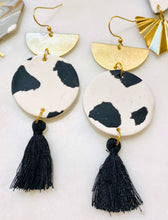 Load image into Gallery viewer, Greys Polymer Clay & Brass Earrings