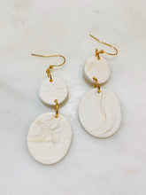 Load image into Gallery viewer, Naturals and Whites Polymer Clay & Brass Earrings