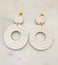 Load image into Gallery viewer, Naturals and Whites Polymer Clay & Brass Earrings