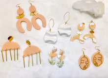 Load image into Gallery viewer, Blush and Whites Polymer Clay Earrings