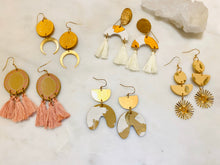 Load image into Gallery viewer, Tans and Pinks Polymer Clay & Brass Earrings