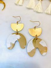 Load image into Gallery viewer, Tans and Pinks Polymer Clay & Brass Earrings