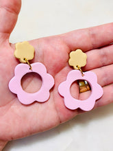 Load image into Gallery viewer, Pinks and YellowS Polymer Clay & Brass Earrings