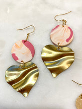 Load image into Gallery viewer, Pinks and YellowS Polymer Clay & Brass Earrings