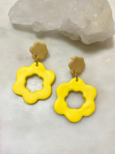 Load image into Gallery viewer, Pinks and YellowS Polymer Clay & Brass Earrings