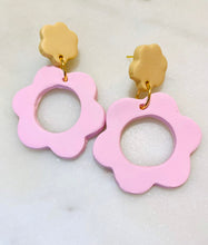Load image into Gallery viewer, Pinks and YellowS Polymer Clay & Brass Earrings