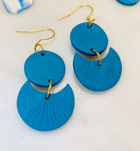 Load image into Gallery viewer, Blues Brass & Clay Earrings