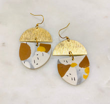 Load image into Gallery viewer, Earthtone Polymer Clay & Brass Earrings