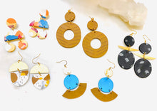 Load image into Gallery viewer, Earthtone Polymer Clay & Brass Earrings