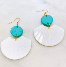 Load image into Gallery viewer, Green Polymer Clay & Brass Earrings