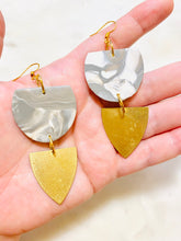 Load image into Gallery viewer, Greys Polymer Clay & Brass Earrings