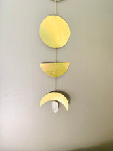 Load image into Gallery viewer, Brass and Crystal Quartz Moonphases Wallhanging