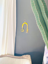 Load image into Gallery viewer, Brass and Rose Quartz Rainbow Wallhanging