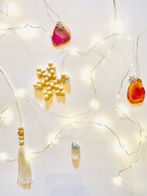 Load image into Gallery viewer, Agate & Snowflake Charm Ornament - 3 Pack