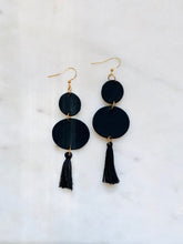 Load image into Gallery viewer, Black Polymer Clay & Brass Earrings