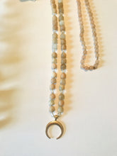 Load image into Gallery viewer, Moonstone Sunstone & Crystal Quartz Mala