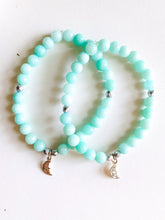 Load image into Gallery viewer, Amazonite Stretch Bracelet with Moon Charm