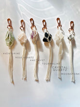 Load image into Gallery viewer, Gemstone Macrame Keychain / Bag Clip