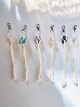 Load image into Gallery viewer, Gemstone Macrame Keychain / Bag Clip