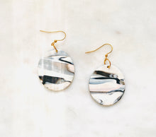 Load image into Gallery viewer, Black Polymer Clay & Brass Earrings