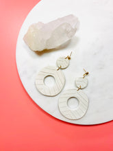 Load image into Gallery viewer, White Ridged Hoop Earrings