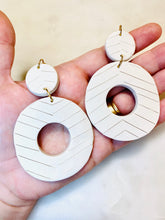 Load image into Gallery viewer, White Ridged Hoop Earrings