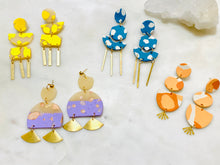 Load image into Gallery viewer, Purple & Brass Fan Earrings