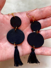 Load image into Gallery viewer, Black Tassel Earrings