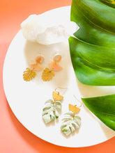 Load image into Gallery viewer, Blush Monstera Pendant Earrings