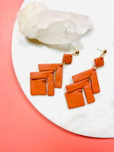 Load image into Gallery viewer, Rust Geometric Dangle Earrings