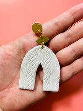 Load image into Gallery viewer, White Textured Arch Earrings