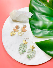 Load image into Gallery viewer, Monstera & Brass Earrings