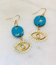 Load image into Gallery viewer, Blue Evil Eye Earrings