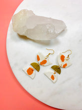 Load image into Gallery viewer, Orange Speck & Brass Dangle Earrings