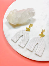 Load image into Gallery viewer, White Textured Arch Earrings