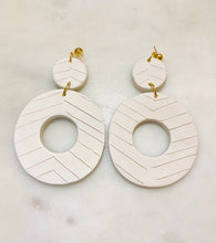 Load image into Gallery viewer, White Ridged Hoop Earrings