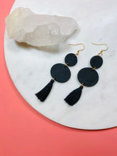 Load image into Gallery viewer, Black Tassel Earrings