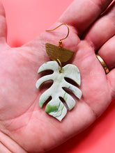 Load image into Gallery viewer, Monstera & Brass Earrings