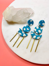 Load image into Gallery viewer, Turquoise & Brass Fringe Earrings
