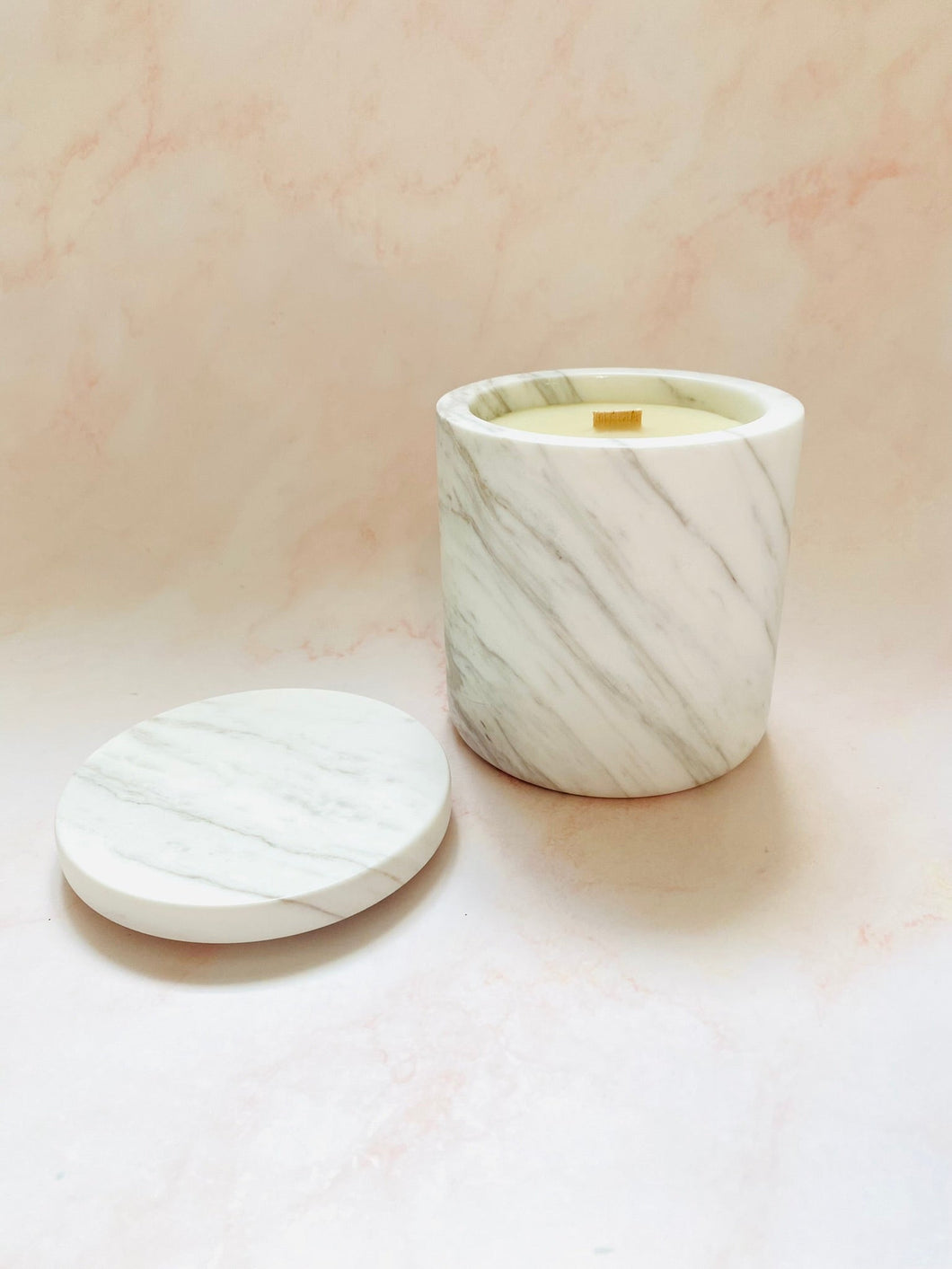 White Marble 12oz Beeswax Candle