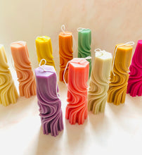 Load image into Gallery viewer, Psychedelic Swirl Taper Beeswax Candle
