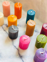 Load image into Gallery viewer, Neutrals Ridged Pillar Beeswax Candle
