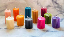 Load image into Gallery viewer, Neutrals Ridged Pillar Beeswax Candle

