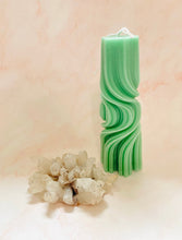 Load image into Gallery viewer, Psychedelic Swirl Taper Beeswax Candle

