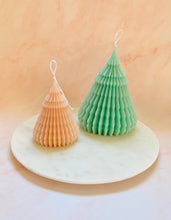 Load image into Gallery viewer, Small Origami Christmas Tree Beeswax Candle

