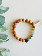 Load image into Gallery viewer, Amazonite &amp; Feather Essential Oil Diffuser Bracelet
