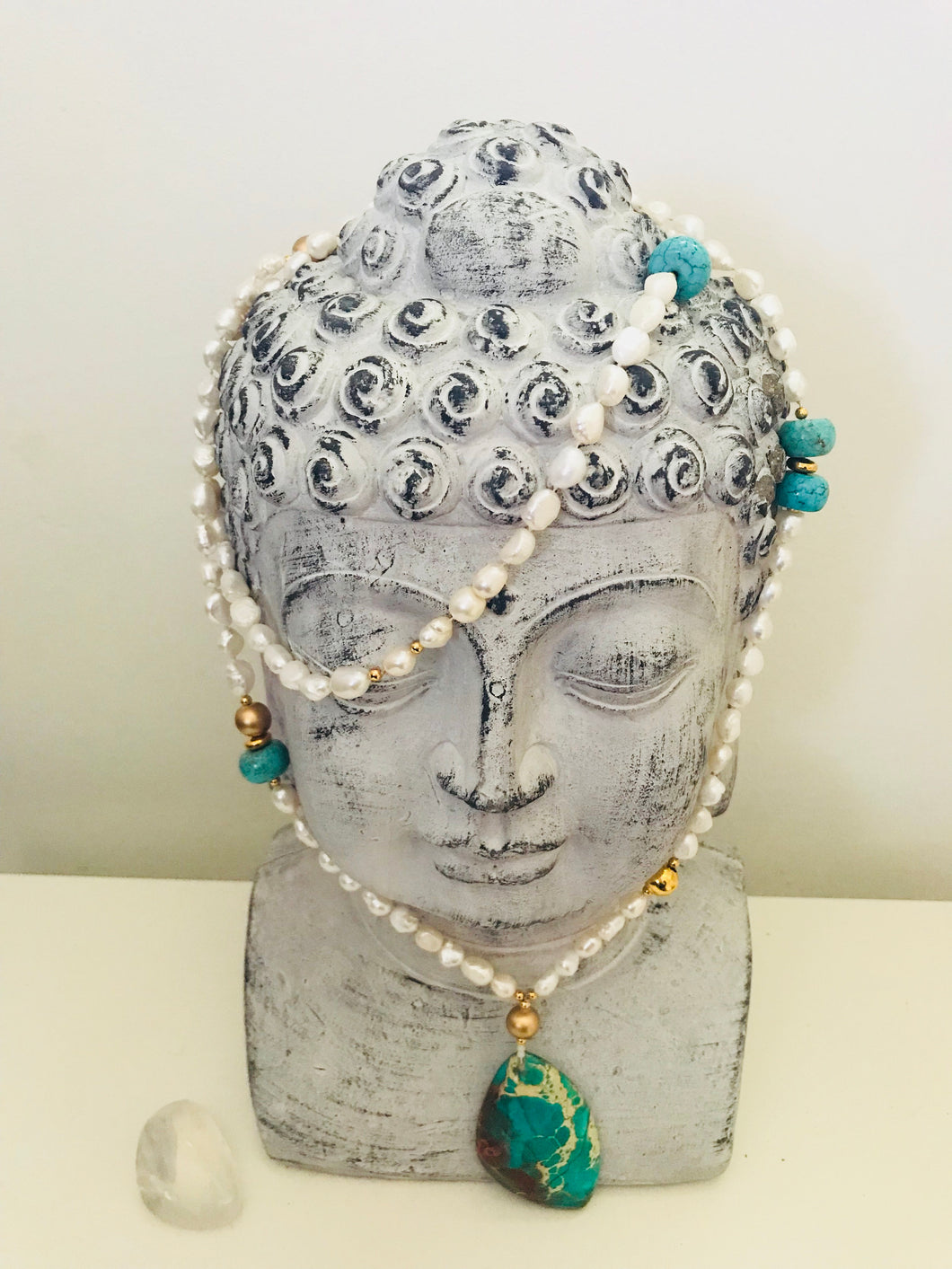 Freshwater Pearl & Magnesite Mala Necklace