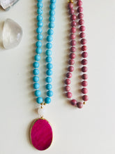 Load image into Gallery viewer, Rose Quartz, Rhondonite, Quartz, Agate &amp; Magnesite Mala Necklace
