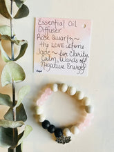 Load image into Gallery viewer, Rose Quartz, Jade &amp; Hamsa Essential Oil Diffuser Bracelet
