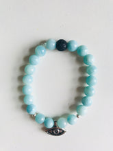 Load image into Gallery viewer, Amazonite Essential Oil Diffuser Bracelet with Evil Eye
